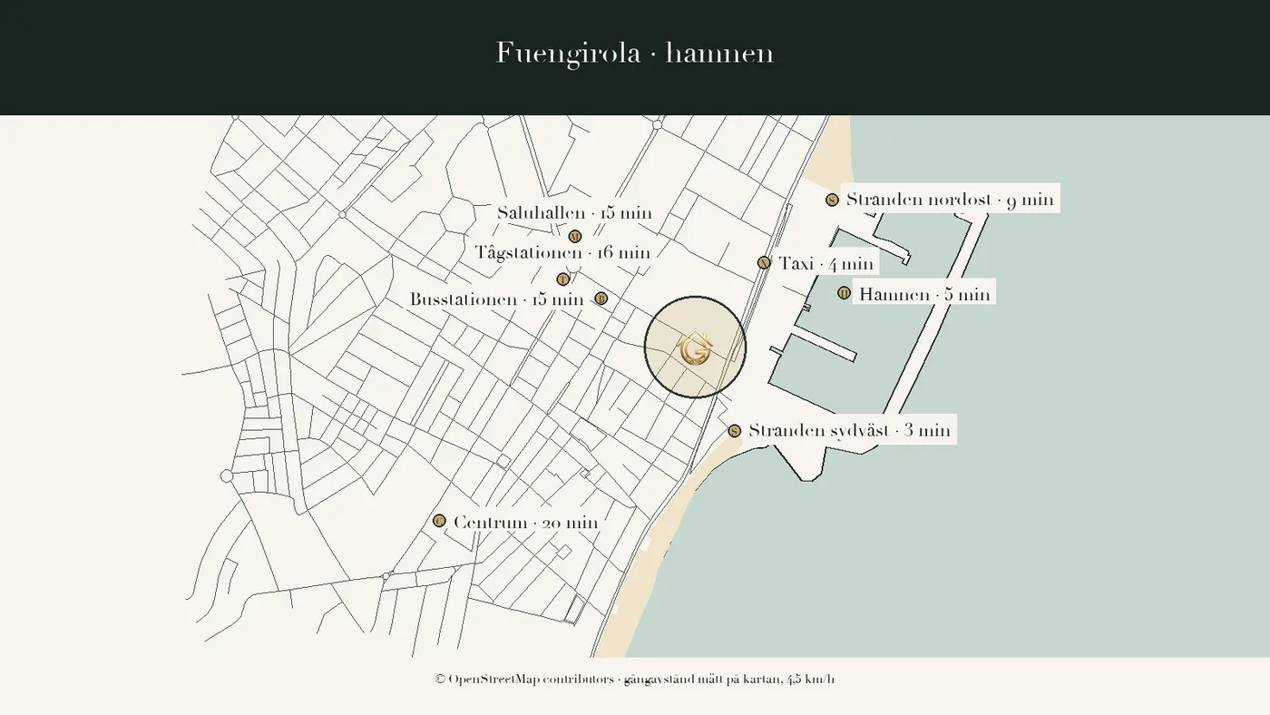 The circle shows the block, not an exact address. The address is sent in a separate email once your place is confirmed.