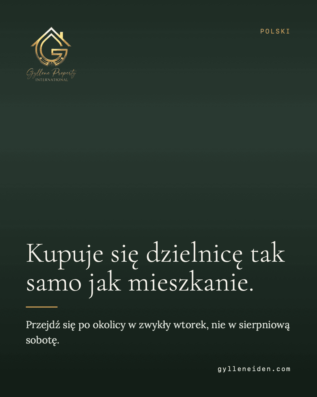 Kupujesz okolicę, nie tylko mieszkanie. Mieszkanie możesz wyremontować. Sąsiedztwa nie zmienisz. Sprawdź, jak wygląda ulica we wtorek o siedemnastej, a nie tylko w niedzielę rano. Ile trwa droga do sklepu. Czy latem jest tu tłok. Chodzimy z klientami po okolicy, zanim obejrzymy wnętrze. Torremolinos, Málaga, Fuengirola, Benalmádena, Marbella.