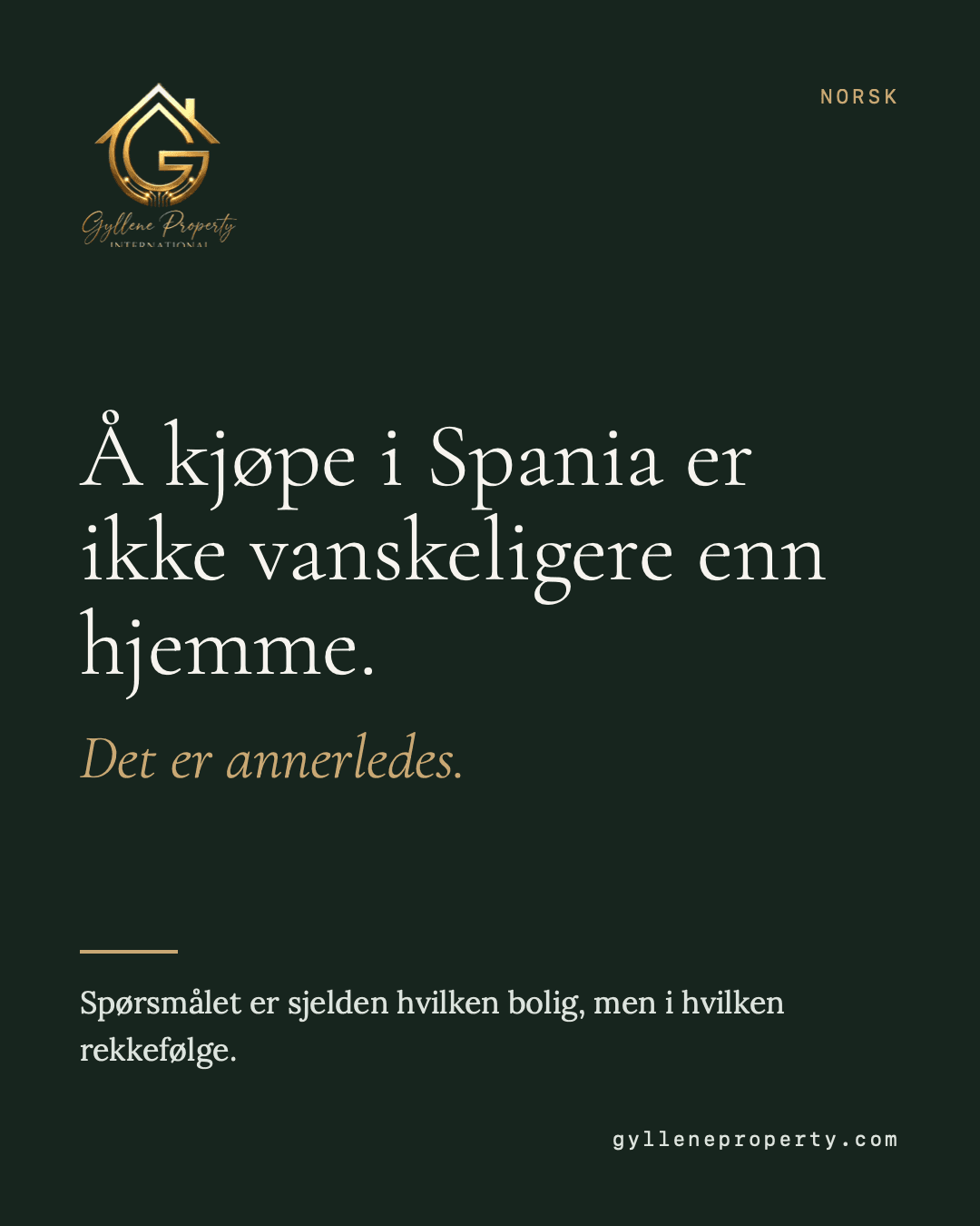 Å selge en bolig er det samme håndverket uansett hvor den ligger. Verdivurdering som holder. Papirene i orden før visning. En kjøper som faktisk kan betale. Vi selger boliger i Skåne. Skal du kjøpe i Spania, setter vi deg i kontakt med vår spanske kollega — det er et eget selskap, med egen lisens, i Torremolinos.